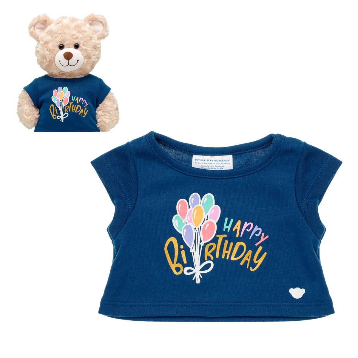 Polera Cumpleaños Azul Globos Build-A-Bear
